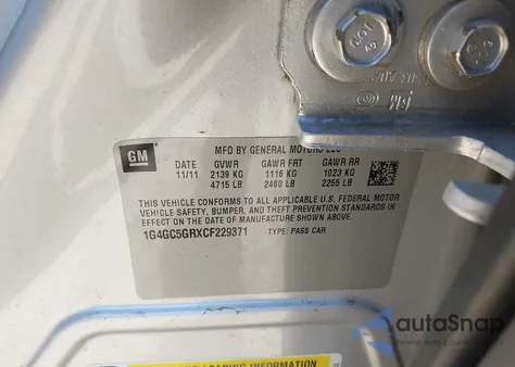 2012 Buick Lacrosse Leather Group from USA, damaged, VIN 1G4GC5GRXCF229371